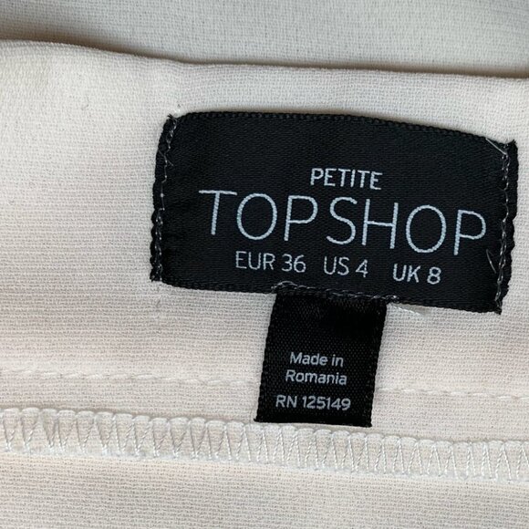 Topshop Livi Bardot Top Blouse Blush Off The Shoulder Pale Peach Cropped Pink 4 - Picture 7 of 9